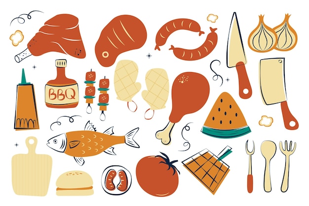 BBQ 일러스트 세트