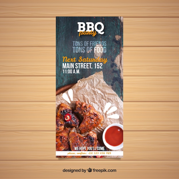 Bbq invitation template with photo