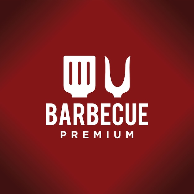 Vector bbq logo design barbecue utensil grill spatula fork element