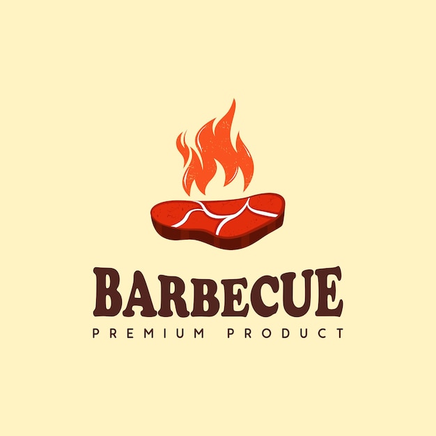 Premium Vector  Barbeque roast grill logo design roast beef meat