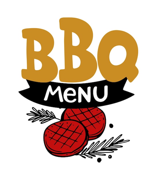 Vector bbq-menu handgetekende inscriptie slogan food court logo menu restaurant bar café gegrilde schnitzels