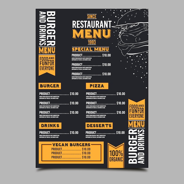 Vettore ristorante menu bbq