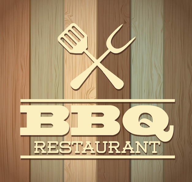 Bbq-ontwerp over houten achtergrond vectorillustratie