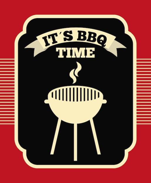 Vector bbq-ontwerp over rode achtergrond vectorillustratie