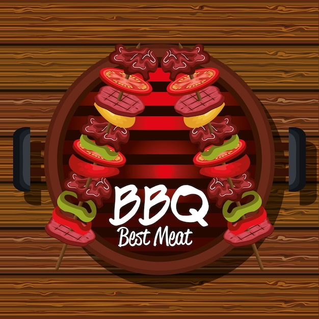 Bbq party best meat vector illustration design