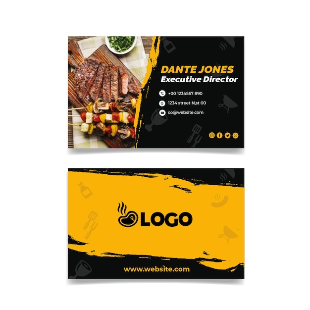 Bbq party business card template