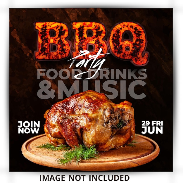 Bbq party flyer and social media post template