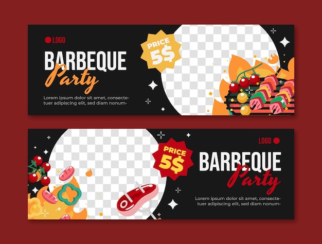 Modello di banner orizzontale per feste barbecue