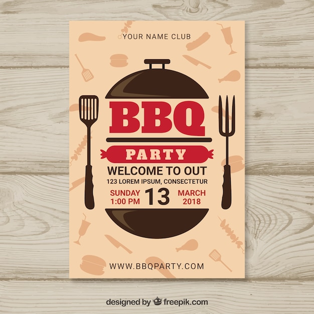 Poster di partito barbecue in design piatto