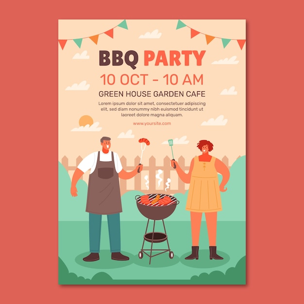 Vettore modello di poster per feste barbecue