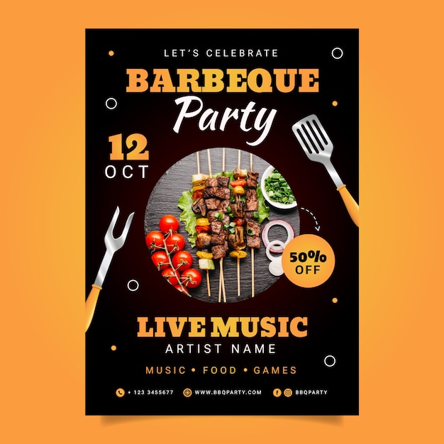 Modello di poster per feste barbecue