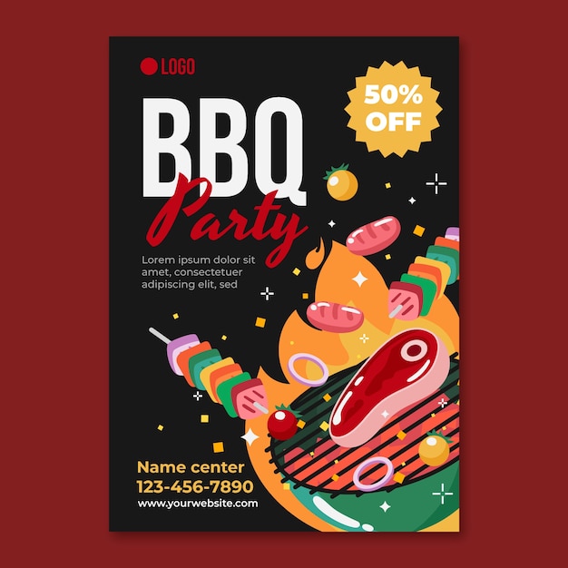 Vector bbq party poster  template