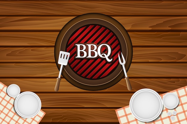 BBQ Party Restaurant Table Background Illustration