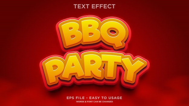 Bbq party text effect with 3d style