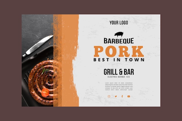 bbq picnic with pork meat banner