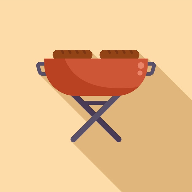 Vector bbq place icon flat vector cook roast fire dinner