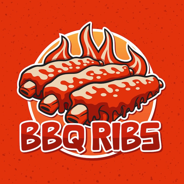 Vettore bbq ribs party logo vector design consente di hangout