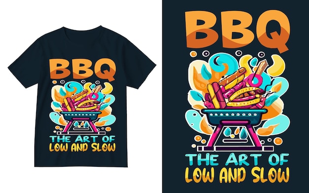 벡터 bbq 로우 및 슬로우 t 셔츠 디자인 일러스트레이션의 예술 bbq t 셔츠 템플릿 bbq 부품 tshirt 아트