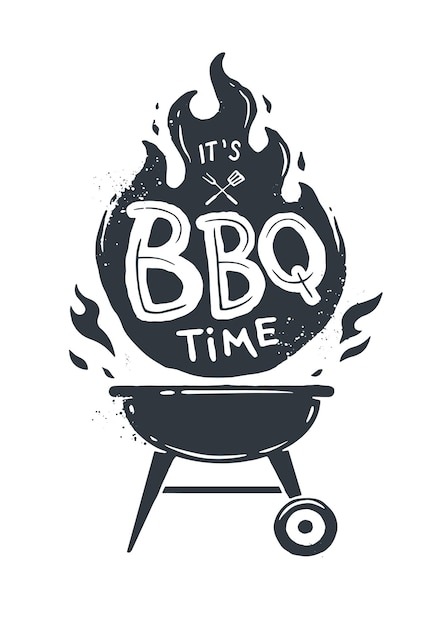 Vector bbq time. barbecue party. vintage design