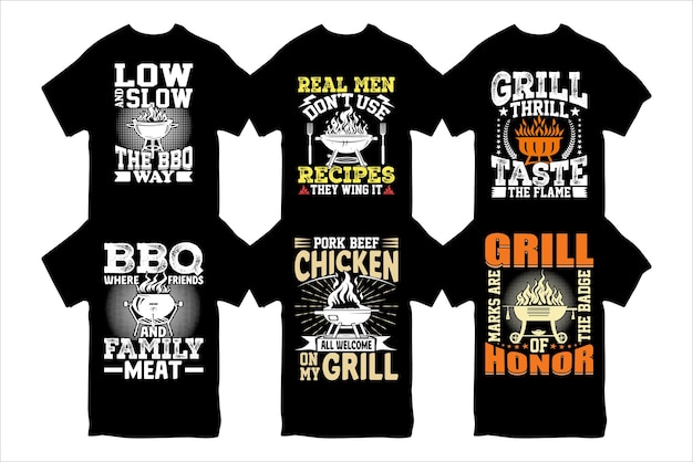 벡터 재미있는 bbq t-shirt 들 디자인과 bbq 애호가 및 그릴링 t-셔츠 드 디자인