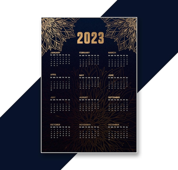 Vector bd calendar template 2023 new year