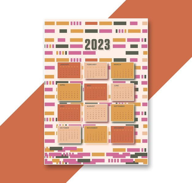 BD calendar template 2023 new year