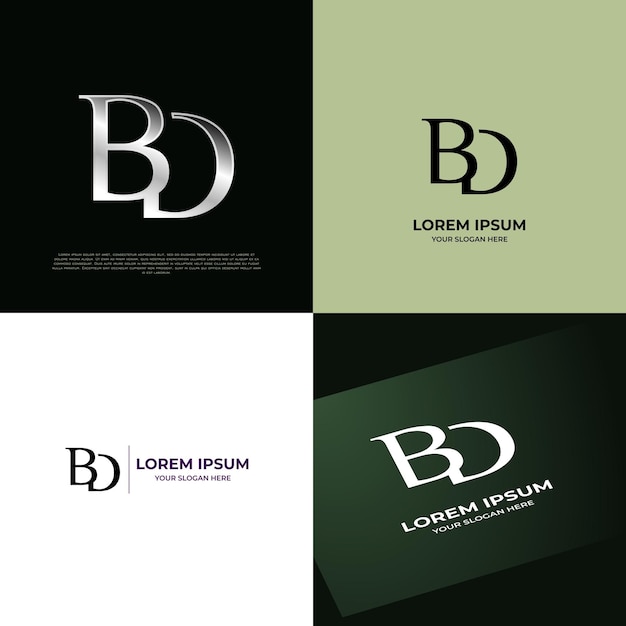 Vector bd initial modern typography emblem logo template for business