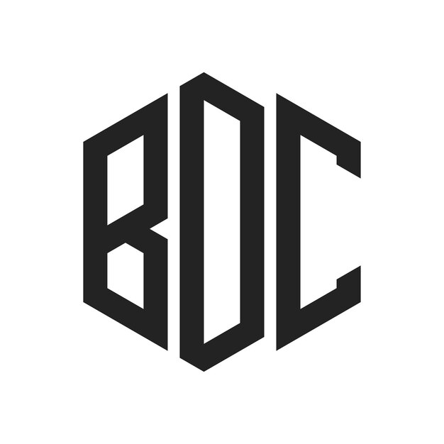 BDC ロゴ デザイン イニシャルレター BDC モノグラム ロゴ ヘクサゴン形