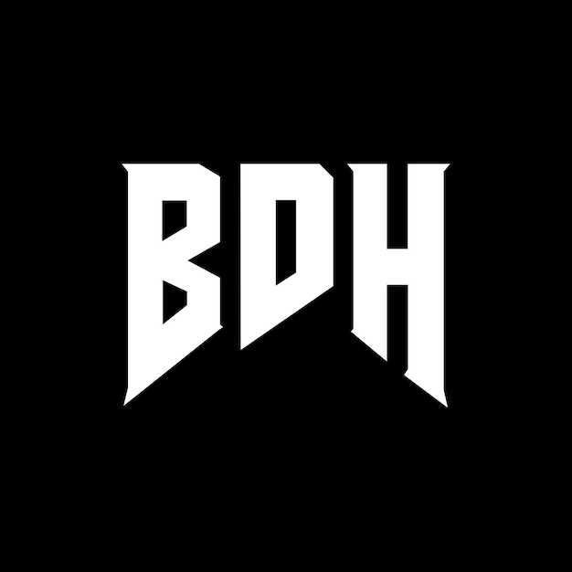 ブラック・アンド・ホワイト・カラー・コンビネーション (BHD) のロゴデザインBHD ベクトル・ロゴデザイン (BHD アイコン) BDH アルファベット・ロゴ設計 (BDH タイポグラフィー)