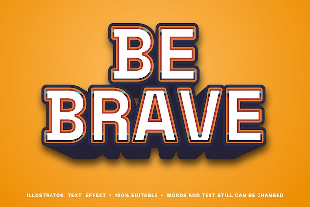 Vector be brave 3d text effect - easy editable text style with monospace style