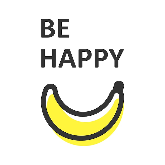 Be happy logo banaan geïsoleerde vectorillustratie op witte achtergrond