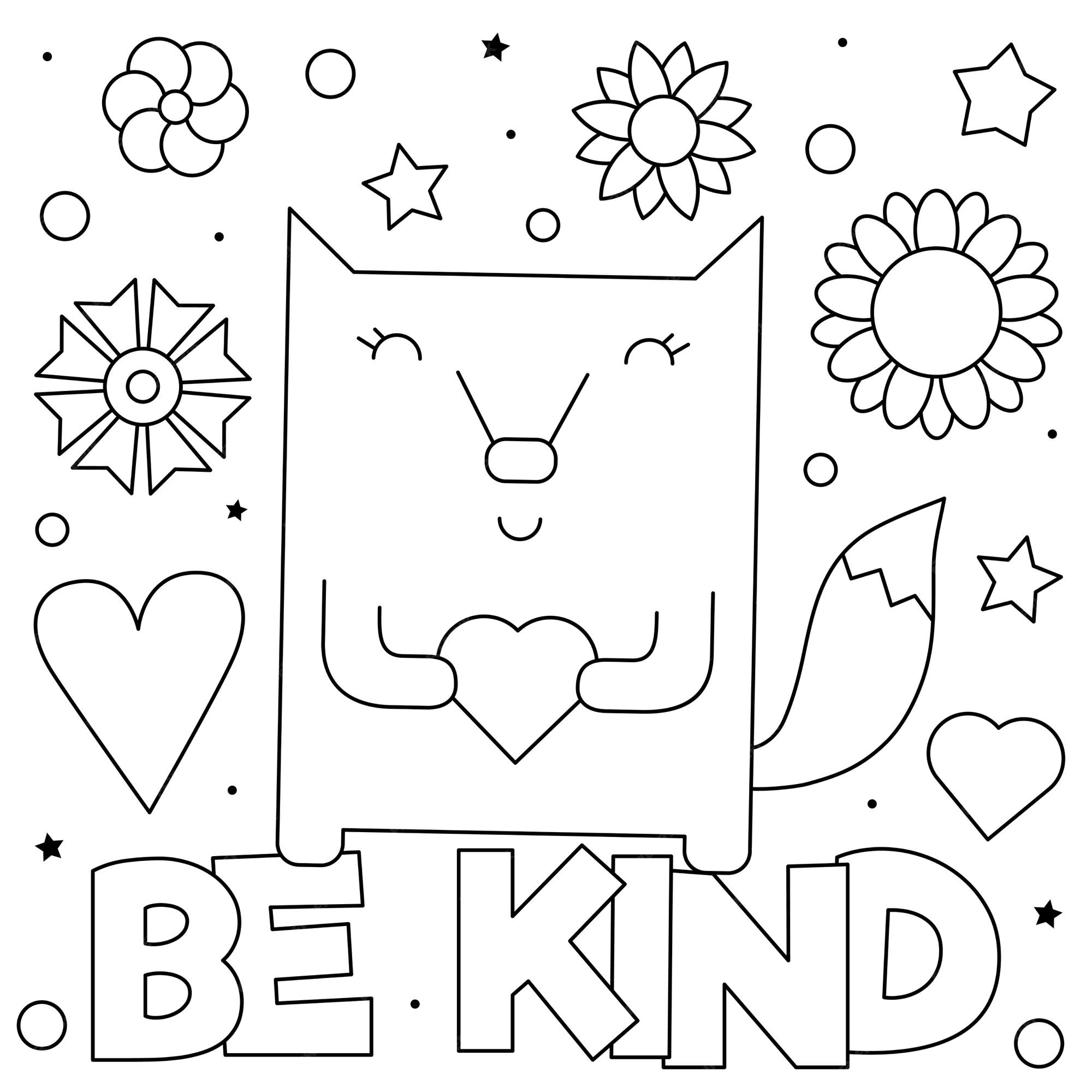 Premium Vector Be kind. coloring page. black and white