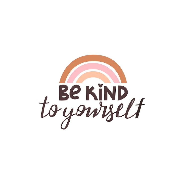 Vector be kind to yourself positive lettering phrase