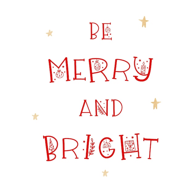 벡터 merry and bright christmas 문자 인사  ⁇ 터 일러스트레이션