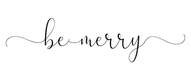 Be Merry Christmas word Continu één regel kalligrafie Minimalistisch handschrift op witte achtergrond