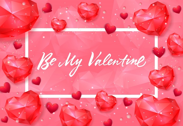 Be My Valentine Belettering met Ruby Hearts