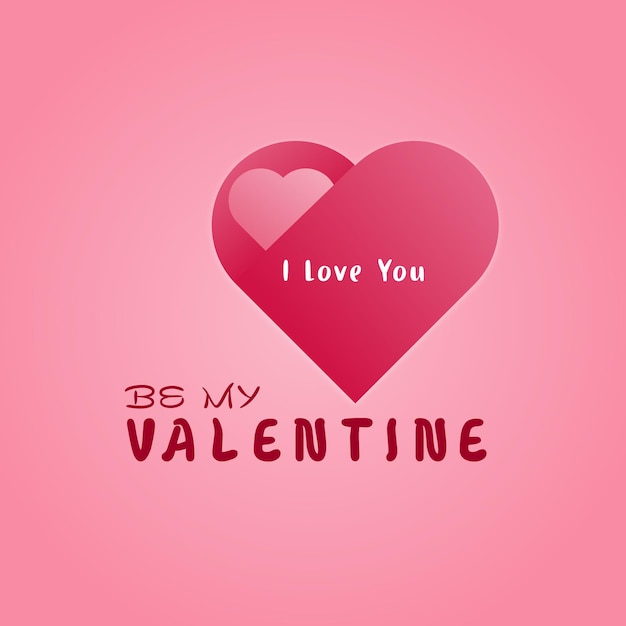 Be my valentine card with Pink background Free Vector