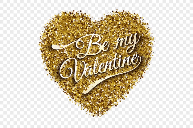 Be My Valentine Golden Tinsel Heart-achtergrond