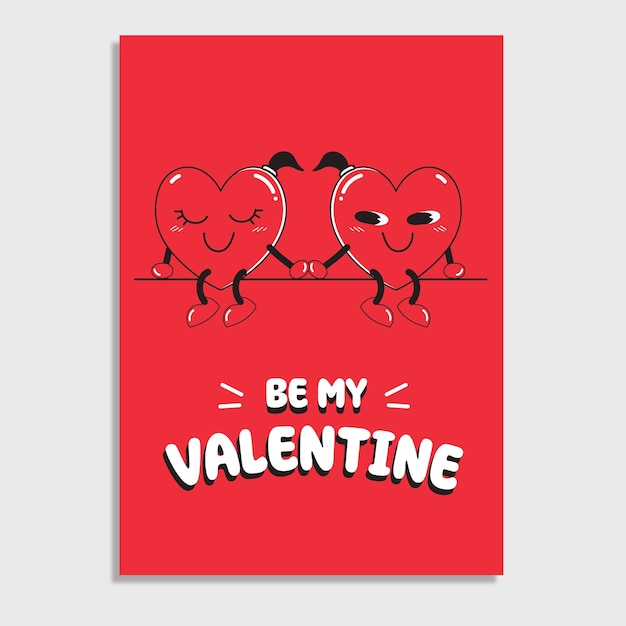 Vector be my valentine red hearts girls couple in love kissing