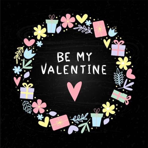 be my Valentine-tekst Valentijnsdag wenskaart met handgeschreven wenskaarten en decoratief