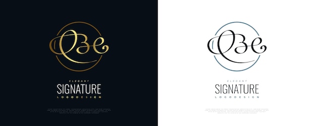 BE of BC eerste logo-ontwerp met elegante gouden handschriftstijl BE of BC handtekening logo of symbool voor bruiloft mode-sieraden boetiek en zakelijke merkidentiteit