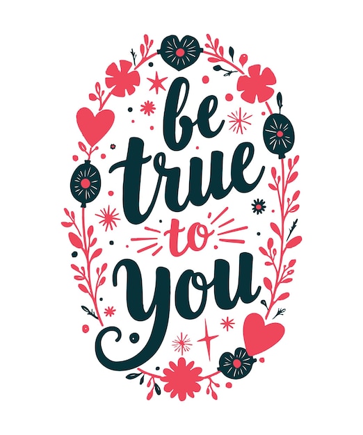 Be True to You 타이포그래피 티셔츠 터 디자인 템플릿