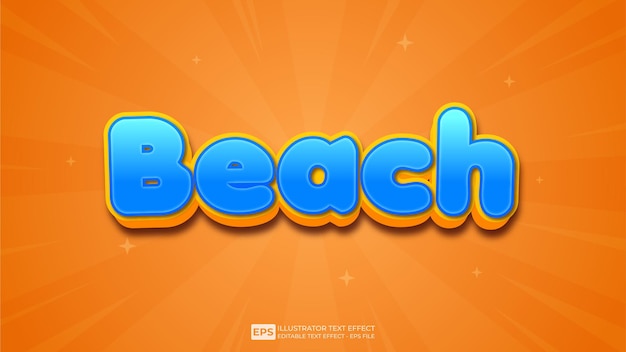 Beach 3D editable text effect font