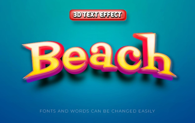 Beach 3d editable text effect style