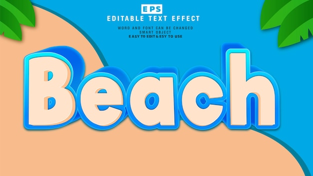 Beach 3d Editable Text Effect Vector With Background