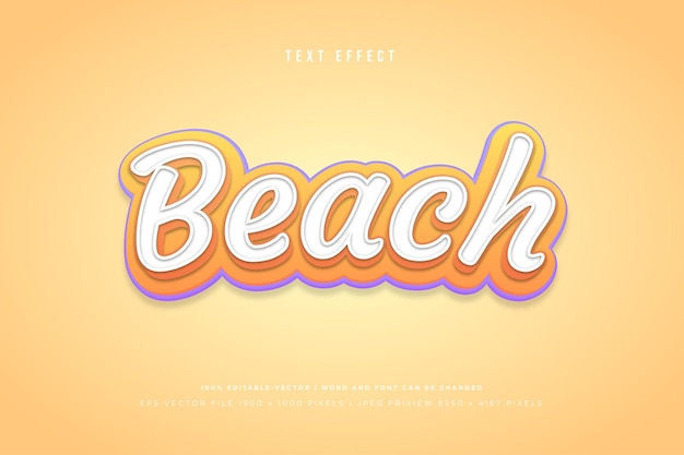 Vector beach 3d text effect template