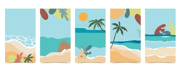 空、砂、太陽とソーシャルメディアのビーチの背景