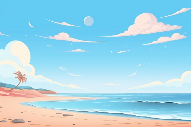 Vector beach background in whimsical style