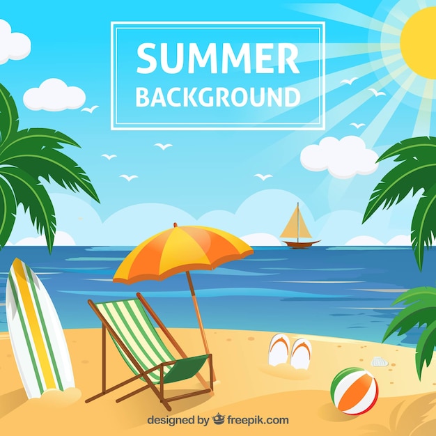 Beach background with summer objects