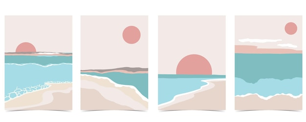 Пляжный фон с солнечным морем и небом днем в пастельных тонах
